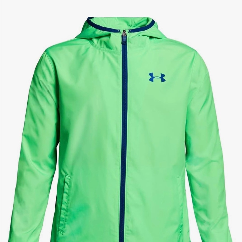Under Armour Kids wind breaker- Neon Green with Navy Accents